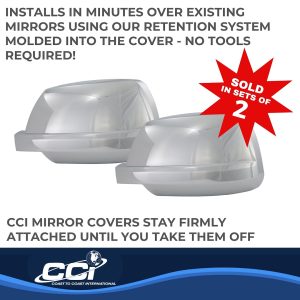 Coast to Coast Exterior Mirror Cover, Full Cover, Chrome Plated, ABS Plastic, Set of 2 – CCIMC67406