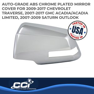 Coast to Coast Exterior Mirror Cover, Full Cover, Chrome Plated, ABS Plastic, Set of 2 – CCIMC67410