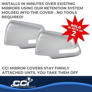 Coast to Coast Exterior Mirror Cover, Full Cover, Chrome Plated, ABS Plastic, Set of 2 – CCIMC67410