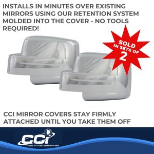 Coast to Coast Exterior Mirror Cover, Full Cover, Chrome Plated, ABS Plastic, Set of 2 – CCIMC67424