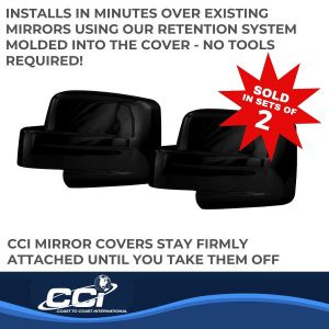 Coast to Coast Exterior Mirror Cover, Full Cover, Black, ABS Plastic, Set of 2 – CCIMC67424BK