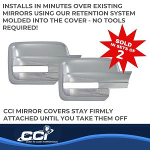 Coast to Coast Exterior Mirror Cover, Full Cover, Chrome Plated, ABS Plastic, Set of 2 – CCIMC67441