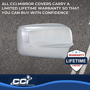 Coast to Coast Exterior Mirror Cover, Full Cover, Without Turn Signal Light Cutout, Chrome Plated, ABS Plastic, Set of 2 – CCIMC67443