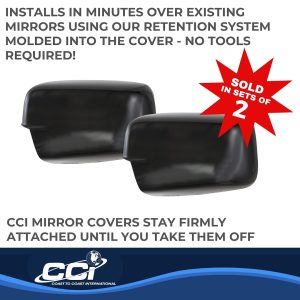 Coast to Coast Exterior Mirror Cover, Full Cover, Black, ABS Plastic, Set of 2 – CCIMC67443BLK