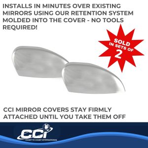 Coast to Coast Exterior Mirror Cover, Top Half Cover, Chrome Plated, ABS Plastic, Set of 2 – CCIMC67491