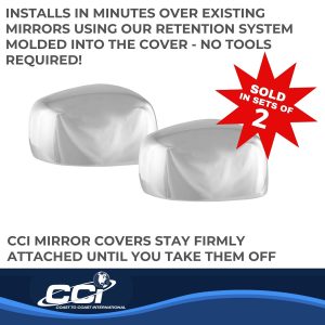 Coast to Coast Exterior Mirror Cover, Full Cover, Chrome Plated, ABS Plastic, Set of 2 – CCIMC67492