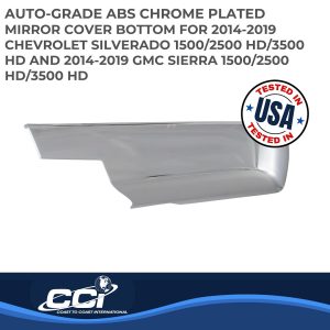 Coast to Coast Exterior Mirror Cover, Bottom Half Cover, Chrome Plated, ABS Plastic, Set of 2 – CCIMC67495B