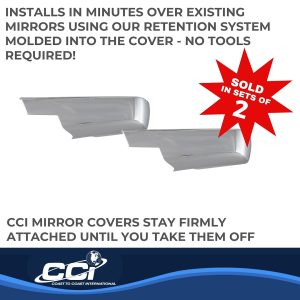 Coast to Coast Exterior Mirror Cover, Bottom Half Cover, Chrome Plated, ABS Plastic, Set of 2 – CCIMC67495B