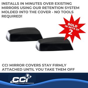 Coast to Coast Exterior Mirror Cover, Top Half Cover, Gloss Black, ABS Plastic, Set of 2 – CCIMC67495BLK