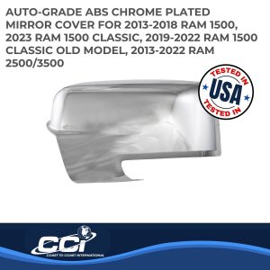 Coast to Coast Exterior Mirror Cover, Full Cover, Chrome Plated, ABS Plastic, Set of 2 – CCIMC67496