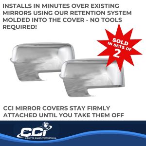 Coast to Coast Exterior Mirror Cover, Full Cover, Chrome Plated, ABS Plastic, Set of 2 – CCIMC67496
