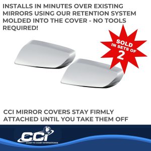 Coast to Coast Exterior Mirror Cover, Top Half Replacement, Chrome Plated, ABS Plastic, Set of 2 – CCIMC67497R