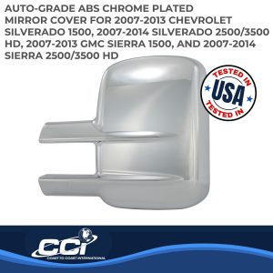 Coast to Coast Exterior Mirror Cover, Full Towing Mirror Cover, Chrome Plated, ABS Plastic, Set of 2 – CCIMC67502