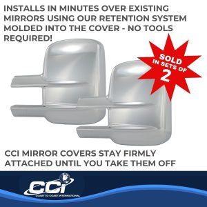 Coast to Coast Exterior Mirror Cover, Full Towing Mirror Cover, Chrome Plated, ABS Plastic, Set of 2 – CCIMC67502