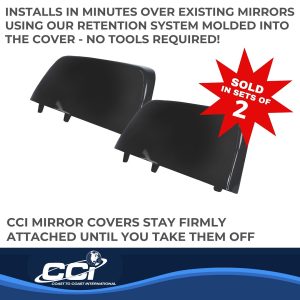 Coast to Coast Exterior Mirror Cover, Replacement Top Half Cover, Painted, Gloss Black, ABS Plastic, Set of 2 – MC67509RBK
