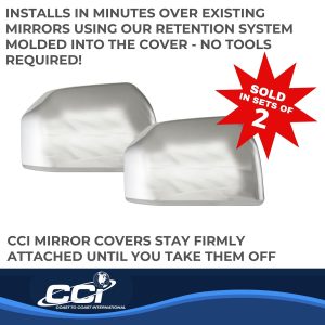 Coast to Coast Exterior Mirror Cover, Top Half Mirror Cover, Chrome Plated, ABS Plastic, Set of 2 – CCIMC67511