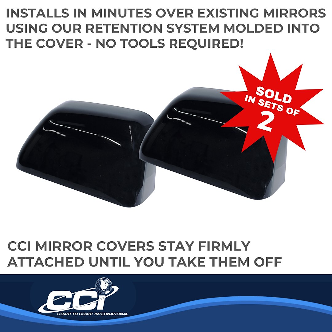 Coast to Coast Exterior Mirror Cover, Replacement Top Half Cover, Painted, Gloss Black, ABS Plastic, Set of 2 – MC67514RBK