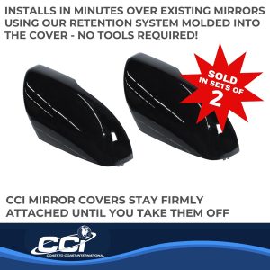 Coast to Coast Exterior Mirror Cover, Replacement Top Half Cover, Painted, Gloss Black, ABS Plastic, Set of 2 – MC67515RBK