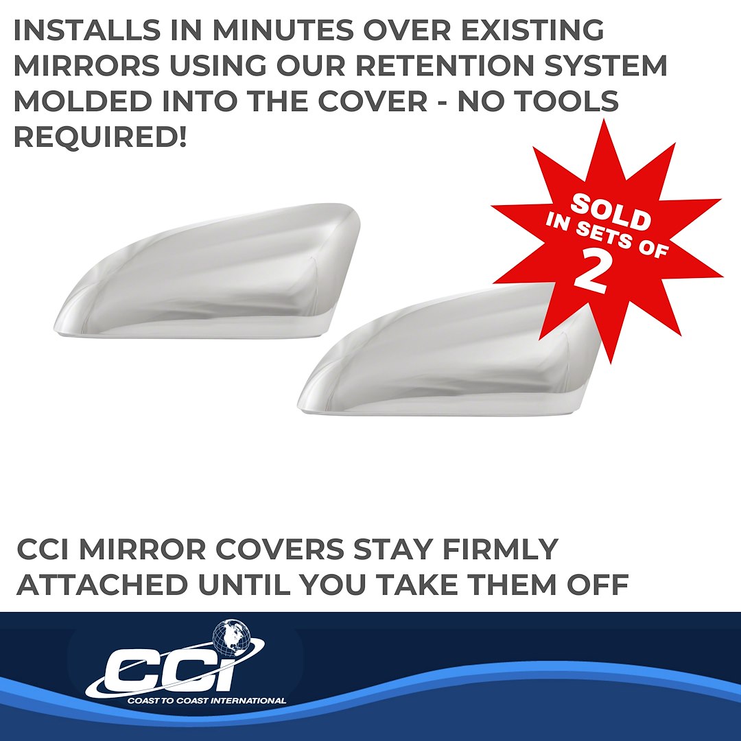 Coast to Coast Exterior Mirror Cover, Top Half Replacement, Chrome Plated, ABS Plastic, Set of 2 – CCIMC67517R