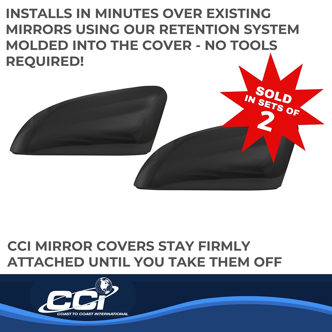 Coast to Coast Exterior Mirror Cover, Top Half Replacement, Gloss Black, ABS Plastic, Set of 2 – CCIMC67517RBK