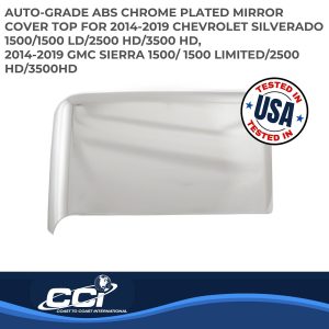 Coast to Coast Exterior Mirror Cover, Top Half Cover, Chrome Plated, ABS Plastic, Set of 2 – CCIMC67518