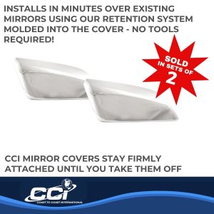 Coast to Coast Exterior Mirror Cover, Top Half Replacement Shell, Chrome Plated, ABS Plastic, Set of 2 – CCIMC67521R