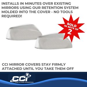 Coast to Coast Exterior Mirror Cover, Top Half, Chrome Plated, ABS Plastic, Set of 2 – CCIMC67522R