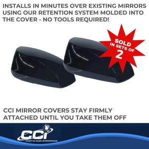 Coast to Coast Exterior Mirror Cover, Replacement Top Half Cover, Painted, Gloss Black, ABS Plastic, Set of 2 – MC67522RBK