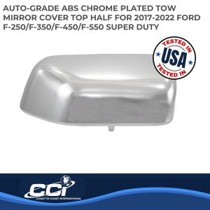 Coast to Coast Exterior Mirror Cover, Top Half Tow Mirror Cover Replacement, Chrome Plated, ABS Plastic, Set of 2 – CCIMC67525R