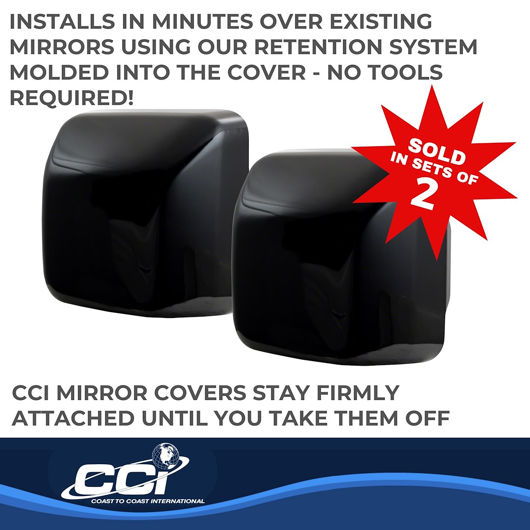 Coast to Coast Exterior Mirror Cover, Top Half Replacement Cover, Black, ABS Plastic, Set of 2 – CCIMC67526RBK