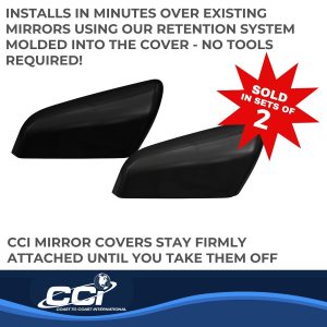 Coast to Coast Exterior Mirror Cover, Top Half Replacement, Gloss Black, ABS Plastic, Set of 2 – MC67527RBK