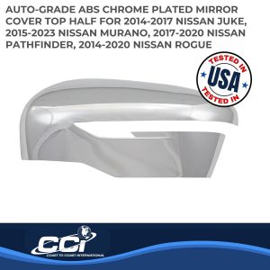 Coast to Coast Exterior Mirror Cover, Top Half Replacement, Chrome Plated, ABS Plastic, Set of 2 – MC67531R