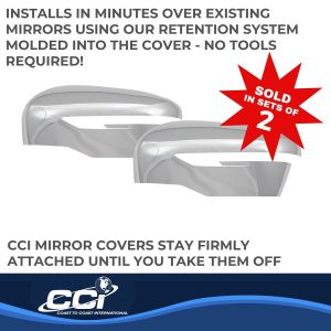 Coast to Coast Exterior Mirror Cover, Top Half Replacement, Chrome Plated, ABS Plastic, Set of 2 – MC67531R