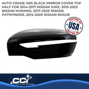 Coast to Coast Exterior Mirror Cover, Top Half Replacement, Gloss Black, ABS Plastic, Set of 2 – MC67531RBK