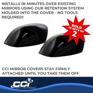 Coast to Coast Exterior Mirror Cover, Top Half Replacement, Gloss Black, ABS Plastic, Set of 2 – MC67532RBK