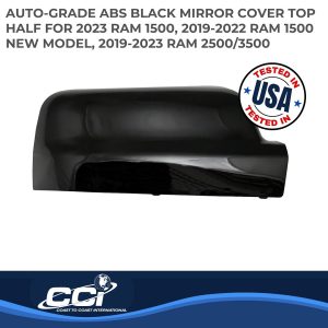 Coast to Coast Exterior Mirror Cover, Top Half Cover, Black, ABS Plastic, Set of 2, Without Turn Signal Cutout – CCIMC67535BK