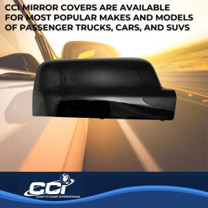 Coast to Coast Exterior Mirror Cover, Top Half Cover, Black, ABS Plastic, Set of 2, Without Turn Signal Cutout – CCIMC67535BK