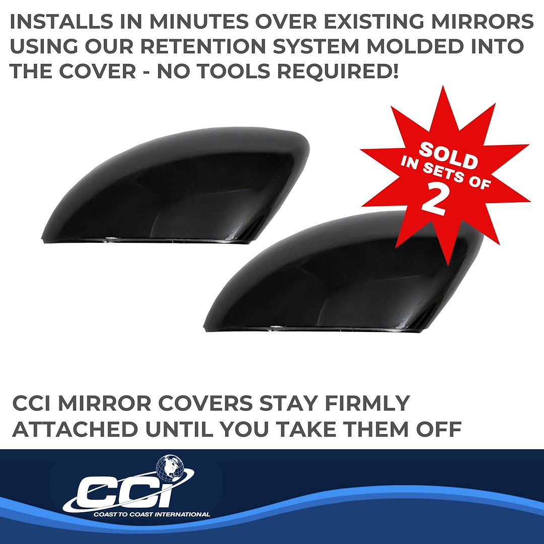 Coast to Coast Exterior Mirror Cover, Top Half Replacement, Gloss Black, ABS Plastic, Set of 2 – CCIMC67537RBK
