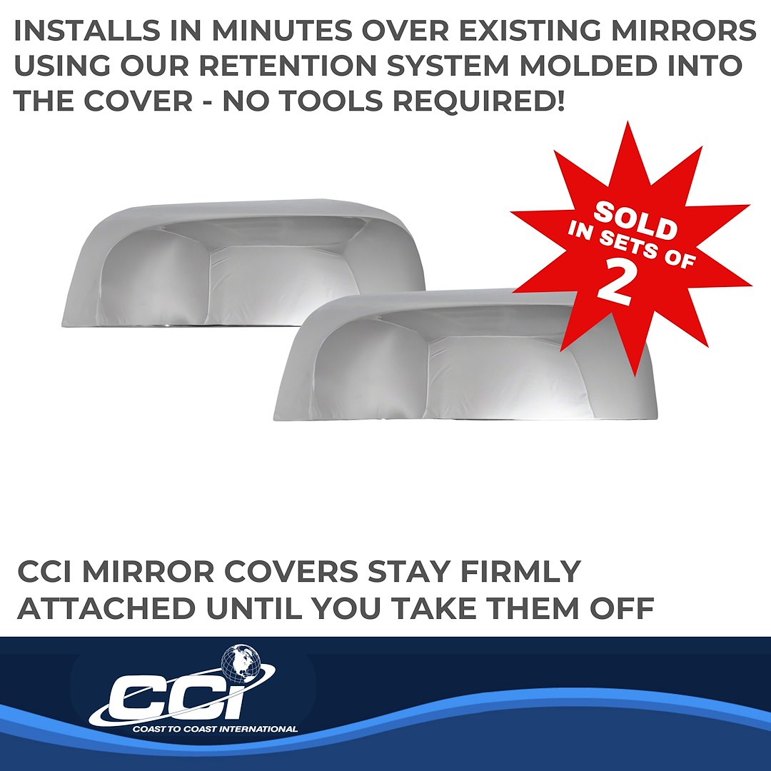 Coast to Coast Exterior Mirror Cover, Top Half Replacement, Chrome Plated, ABS Plastic, Set of 2 – CCIMC67538R