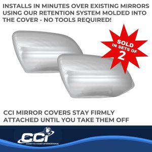 Coast to Coast Exterior Mirror Cover, Top Half Replacement, Chrome, ABS Plastic, Set of 2, Without Turn Signal Cutout – CCIMC67540
