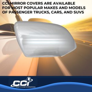 Coast to Coast Exterior Mirror Cover, Top Half Replacement, Chrome, ABS Plastic, Set of 2, Without Turn Signal Cutout – CCIMC67540