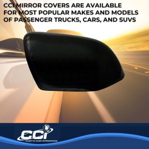 Coast to Coast Exterior Mirror Cover, Top Half Replacement, Black, ABS Plastic, Set of 2, Without Turn Signal Cutout – CCIMC67540BK