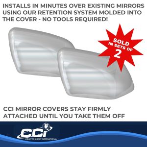 Coast to Coast Exterior Mirror Cover, Top Half Replacement, Chrome, ABS Plastic, Set of 2, With Turn Signal Cutout – CCIMC67541