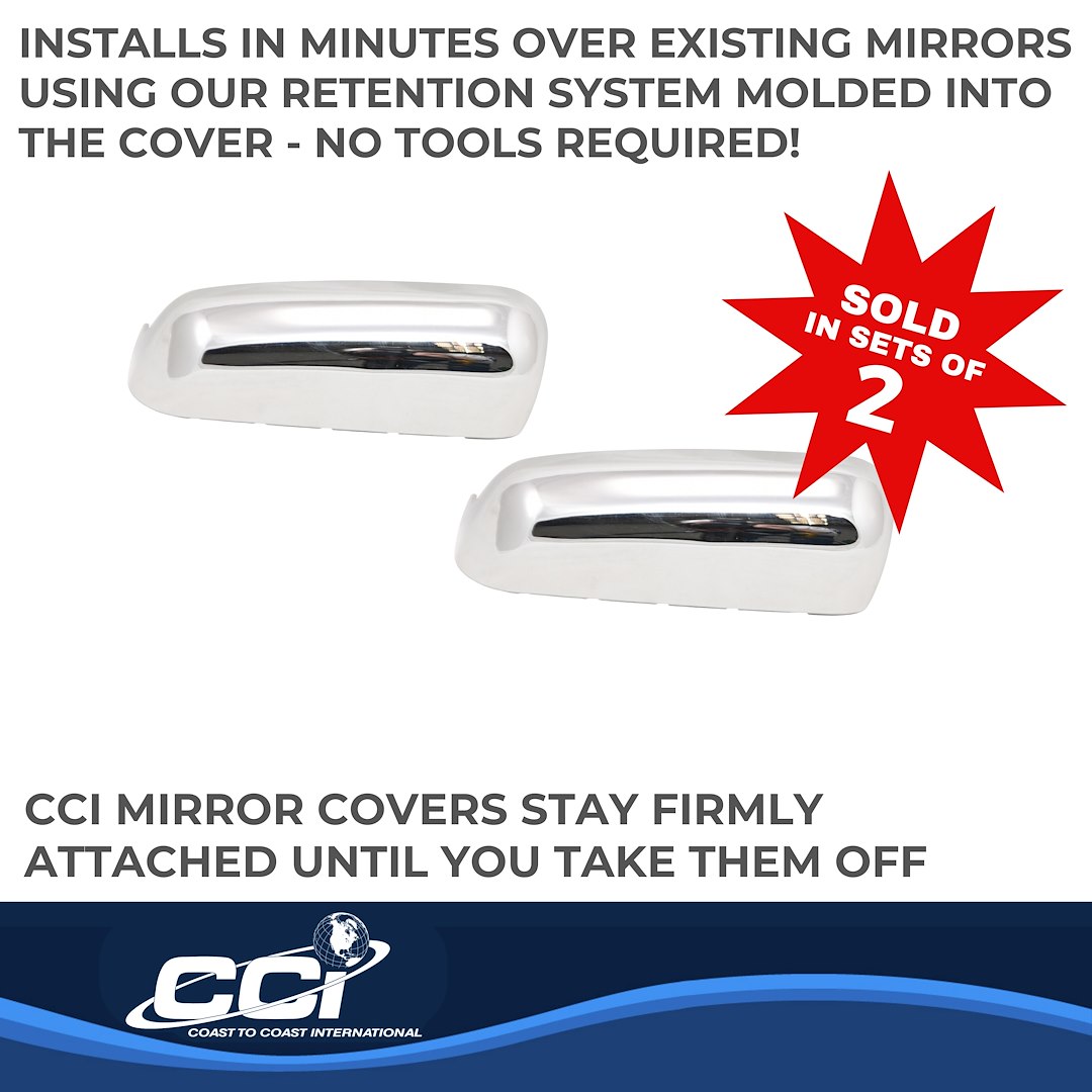 Coast to Coast Exterior Mirror Cover, Top Half Cover, Chrome Plated, ABS, Set of 2, Replacement – CCIMC67546R