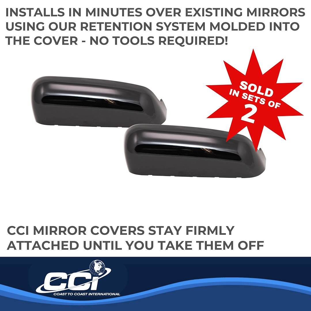 Coast to Coast Exterior Mirror Cover, Top Half Cover, Painted, Gloss Black, ABS, Set of 2, Replacement – CCIMC67546RBK