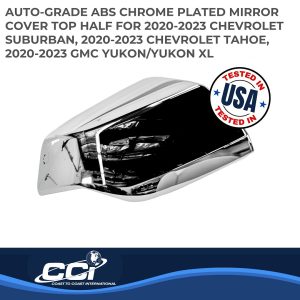 Coast to Coast Exterior Mirror Cover, Top Half, Replacement, Plated, Chrome, ABS Plastic, Set of 2 – CCIMC67548