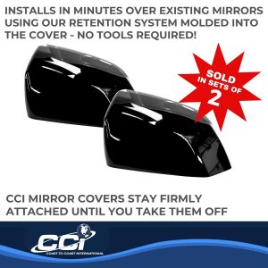Coast to Coast Exterior Mirror Cover, Top Half, Replacement, Painted, Gloss Black, ABS Plastic, Set of 2 – CCIMC67548BK