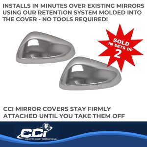 Coast to Coast Exterior Mirror Cover, Top Half Cover, Chrome Plated, ABS Plastic, Set of 2 – MC67549
