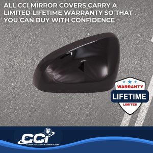 Coast to Coast Exterior Mirror Cover, Top Half Cover, Painted, Gloss Black, ABS Plastic, Set of 2 – MC67549BK