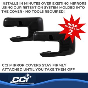 Coast to Coast Exterior Mirror Cover, Full Cover, Painted, Gloss Black, ABS Plastic, Set of 2 – CCIMC67550BLK